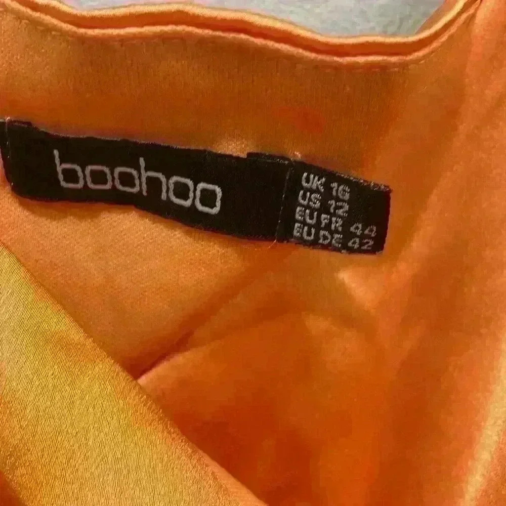 Boohoo Women's Satin Wrap Maxi Dress Orange Size 12 - Picture 8 of 12